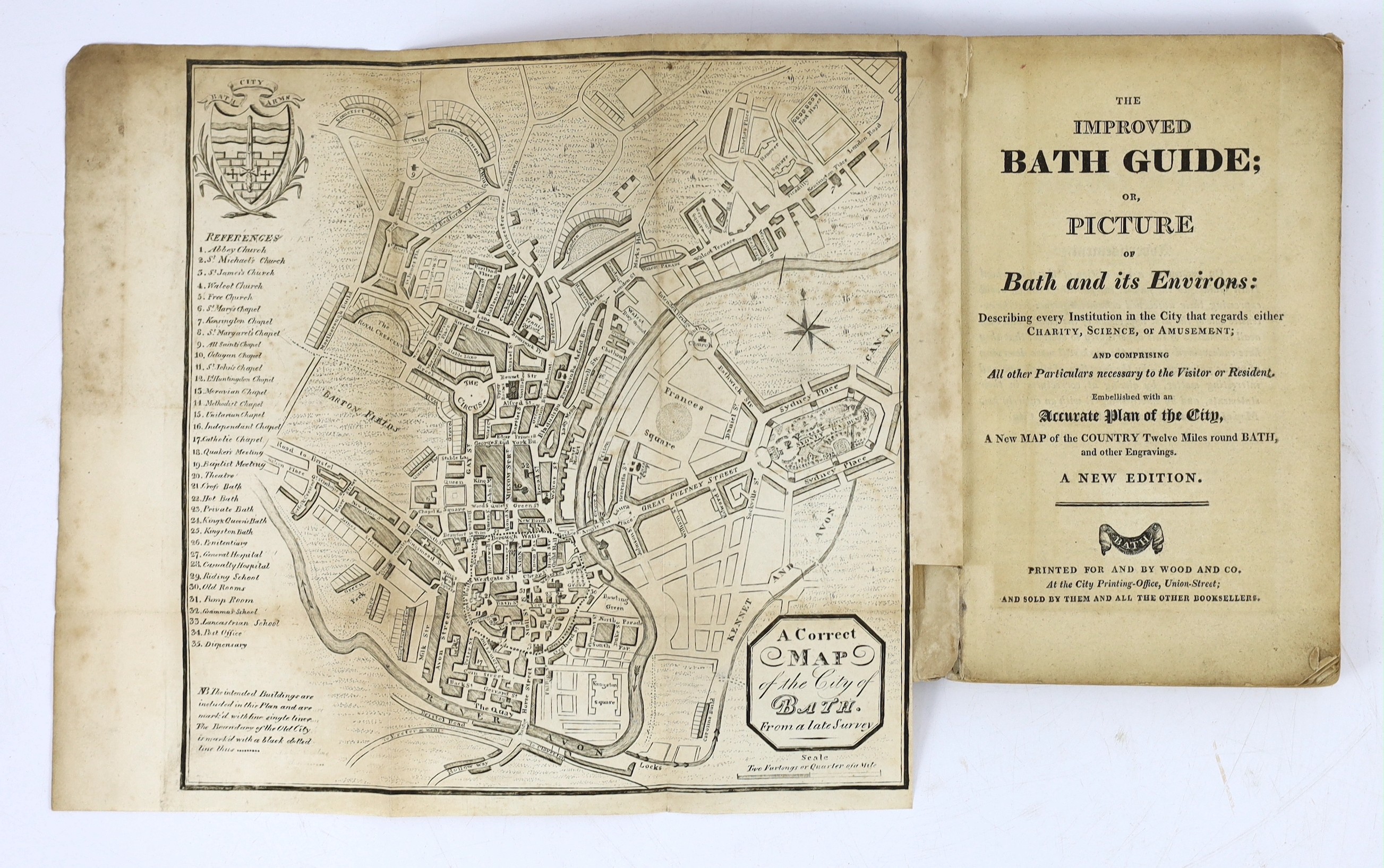 SOMERSET, BATH: The Historic and Local New Bath Guide ... Likewise, an Account of Bristol, the Hotwells, and Clifton, and a Concise History of Cheltenham ... folded plan and table
